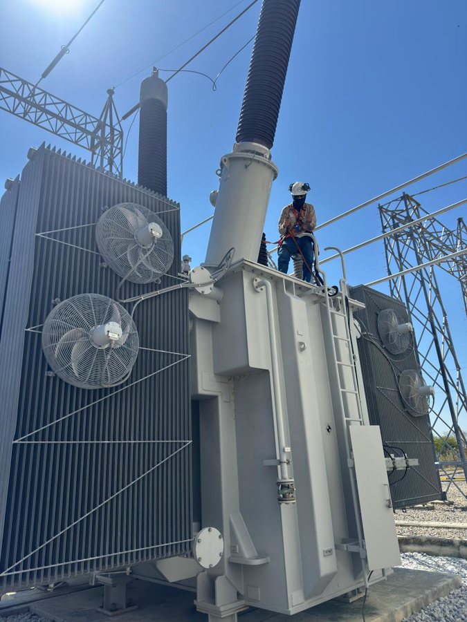 Puesta en servicio transformador 125 MVA 230 kV — vista del transformador ABB