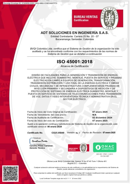 Certificado iso-45001